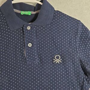 United colors of Benetton Polo Shirt Pique Golf Geometric Pattern Small